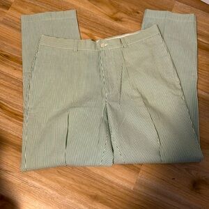 Brooks Brothers Cotton Pants - Green & White Stripe